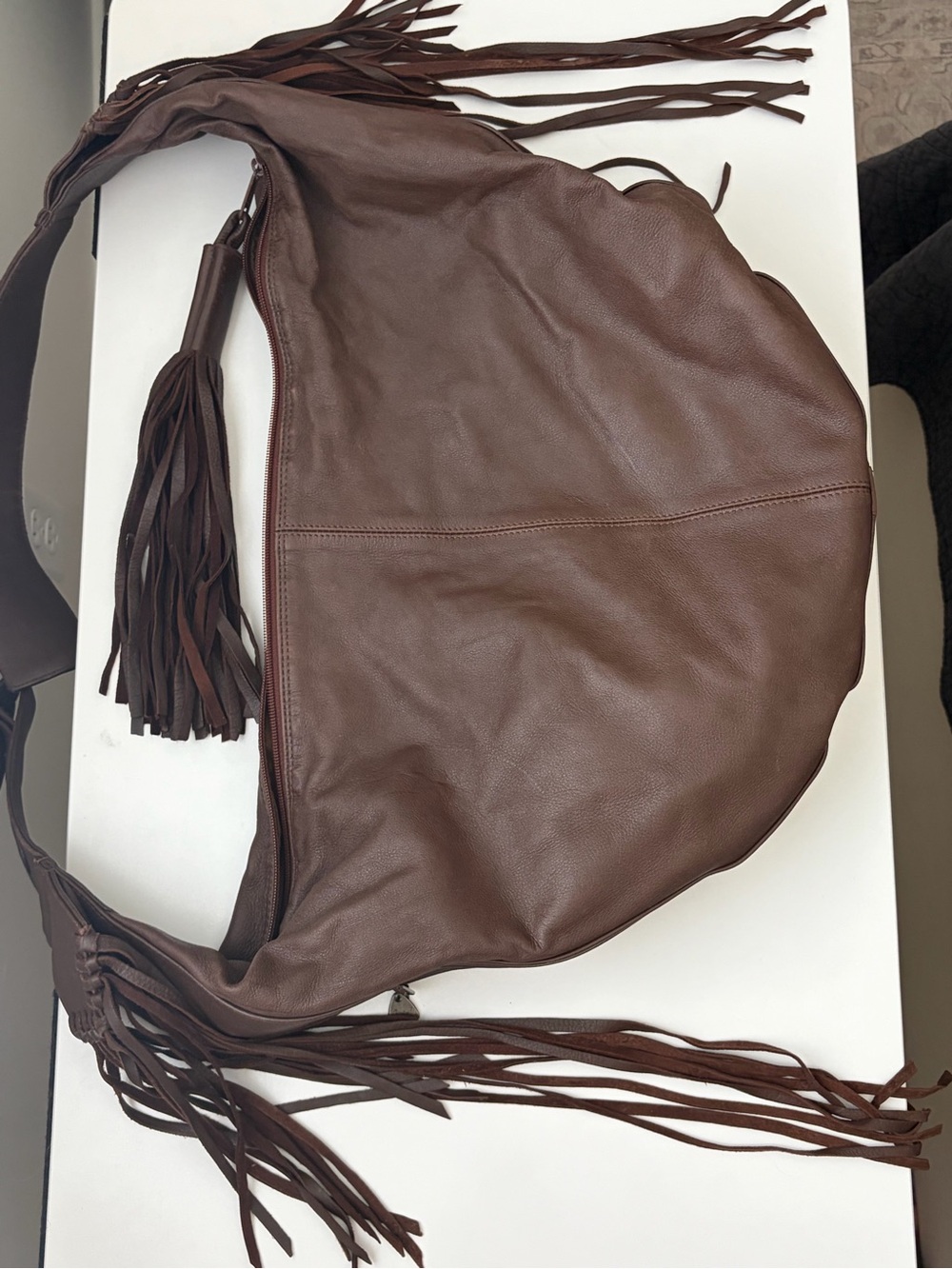 Brown Deerskin Leather Fringe Hobo Bag - Picture 11 of 11